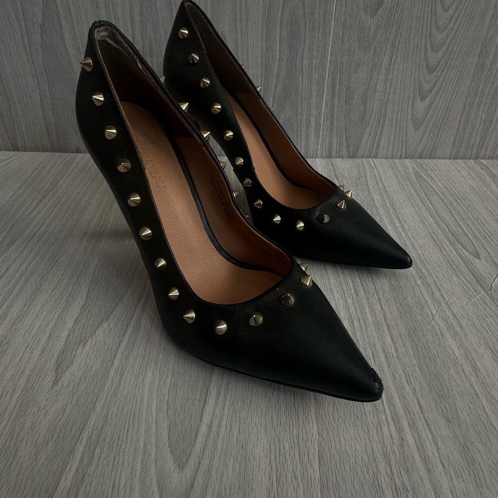 Zara Black Stiletto Heels with Studded Detail